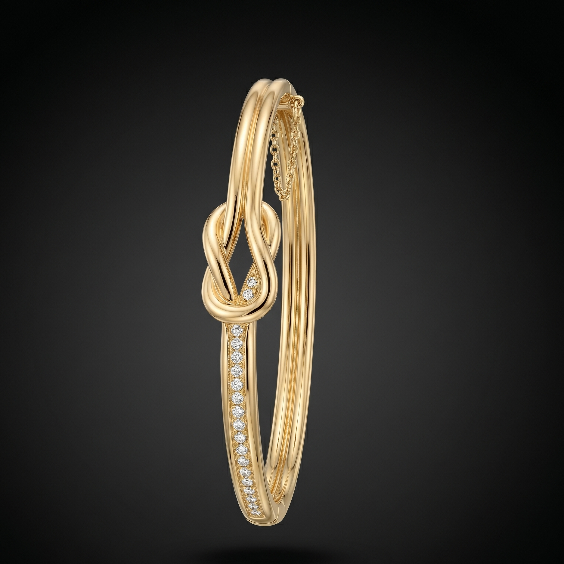 Pavé CZ Love Knot Hinged Cuff Bangle