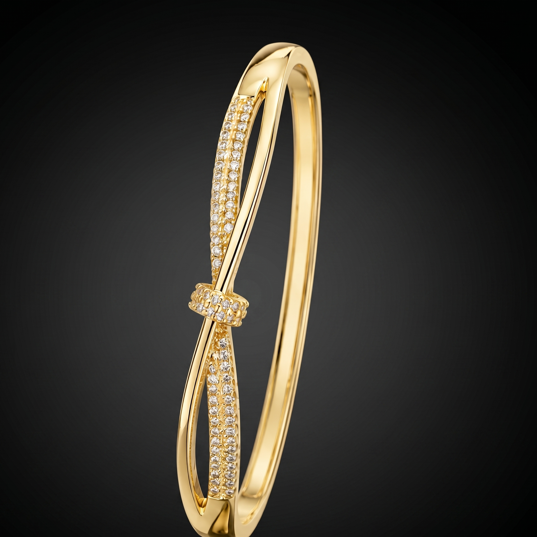 Crossover Pavé CZ Ribbon Bangle