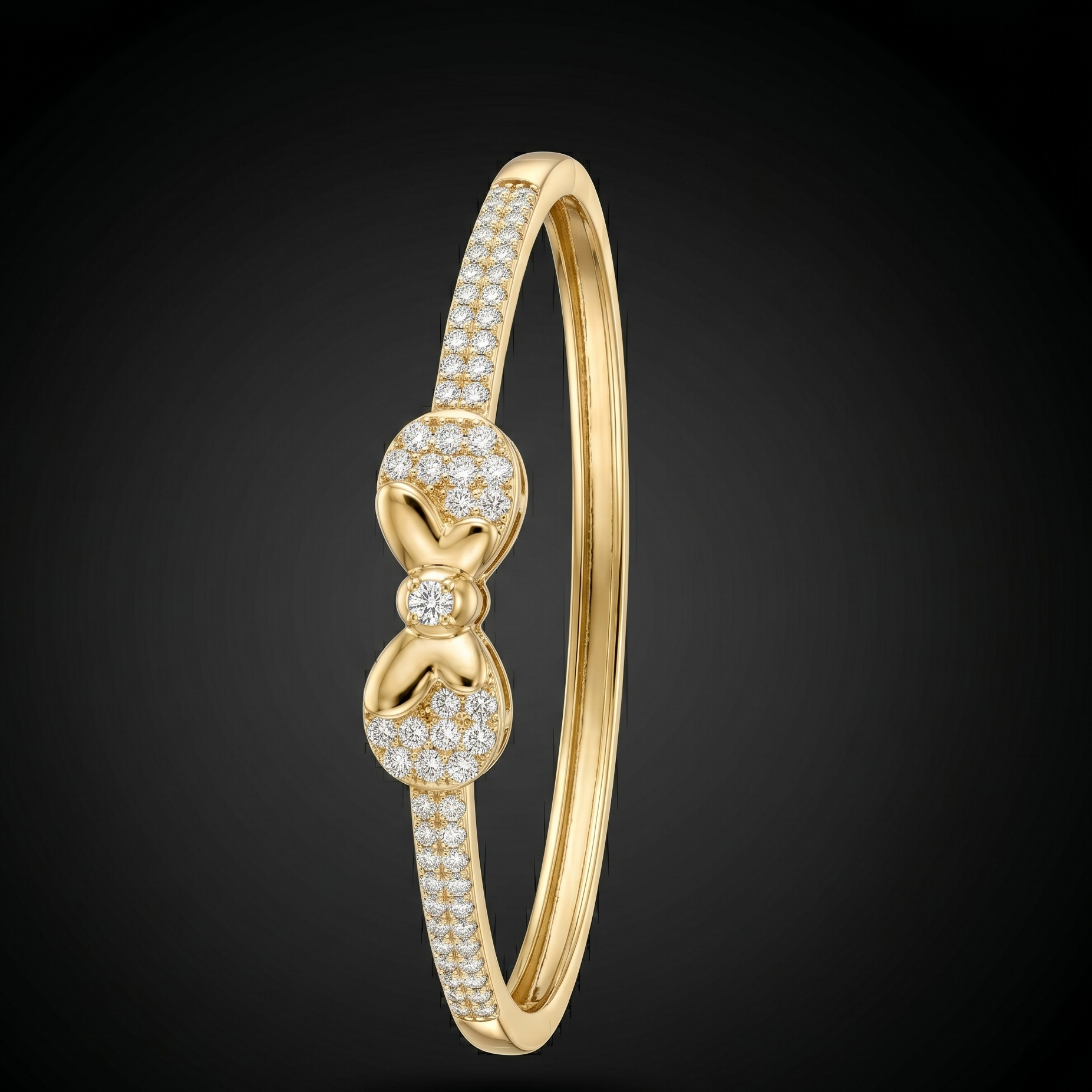 Gold-Plated Butterfly Bow Cubic Zirconia Bangle